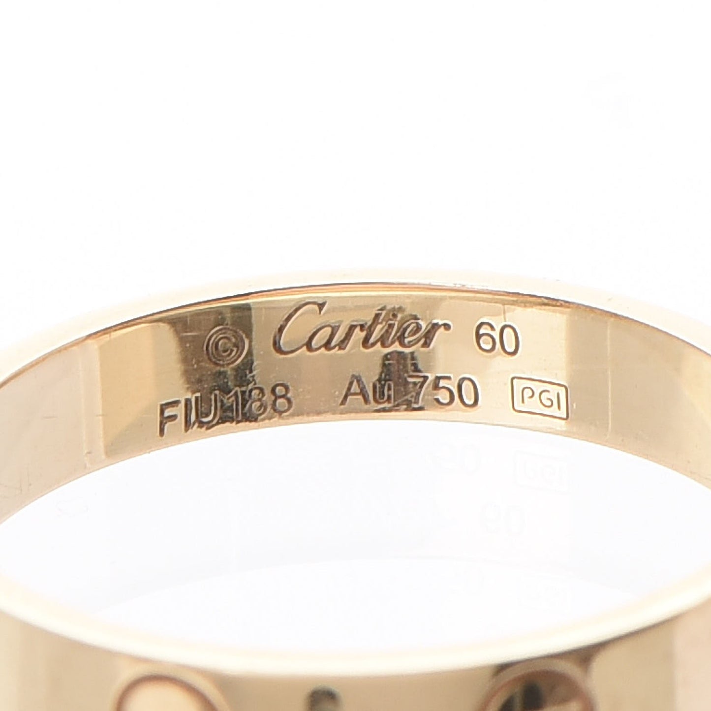18K Yellow Gold 3.5mm LOVE Wedding Band Ring 60 9