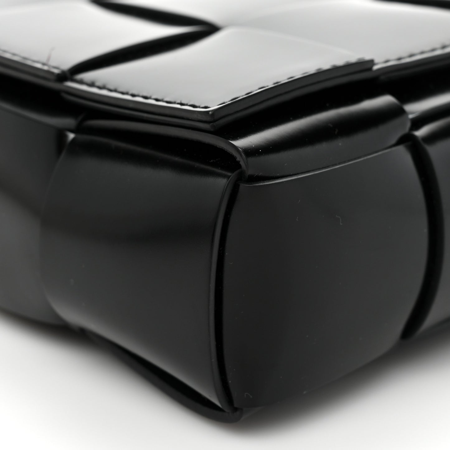 Patent Maxi Intrecciato Cassette Crossbody Bag Black