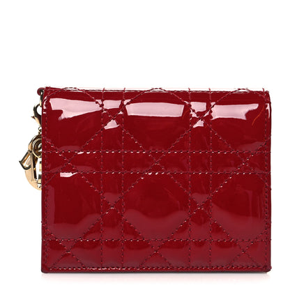Christian Dior Patent Cannage Mini Lady Dior Wallet Cherry Red 1 of 12