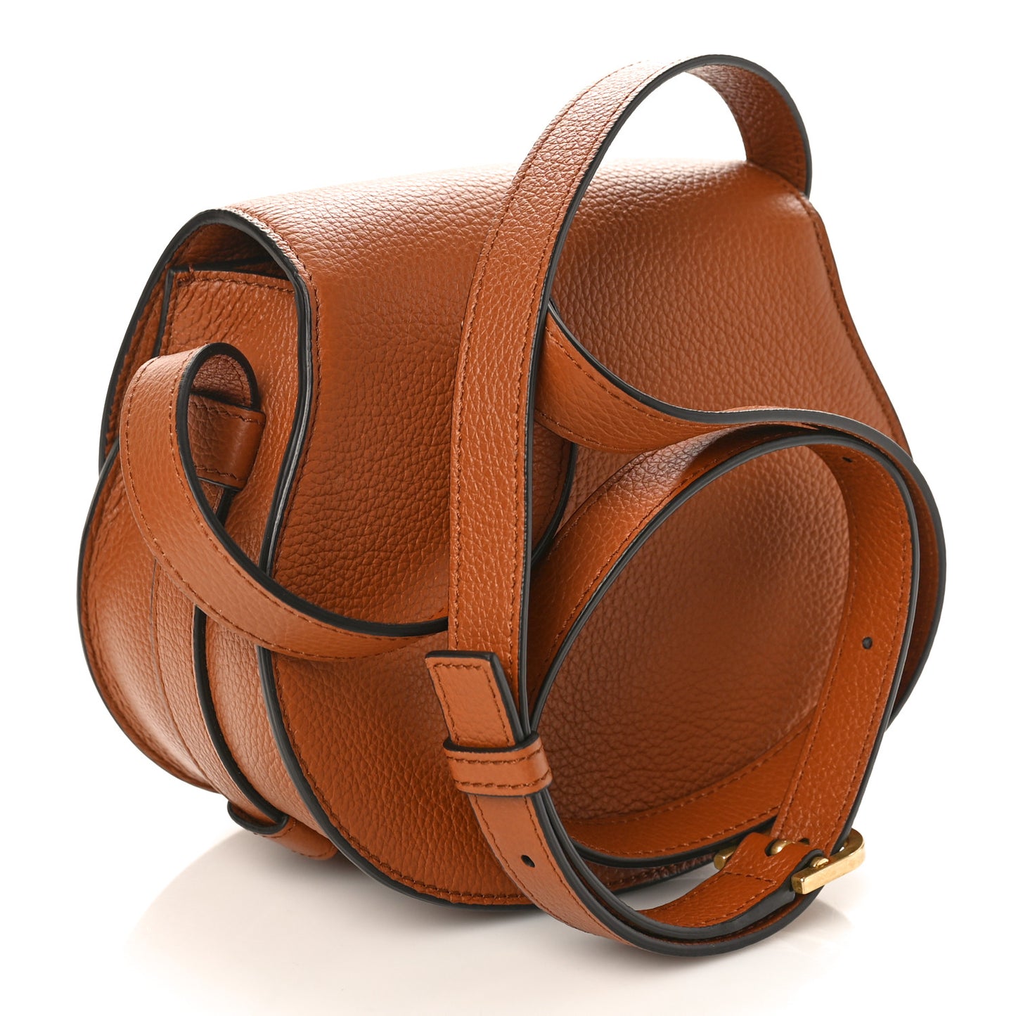 Grained Calfskin Small Marcie Saddle Bag Tan