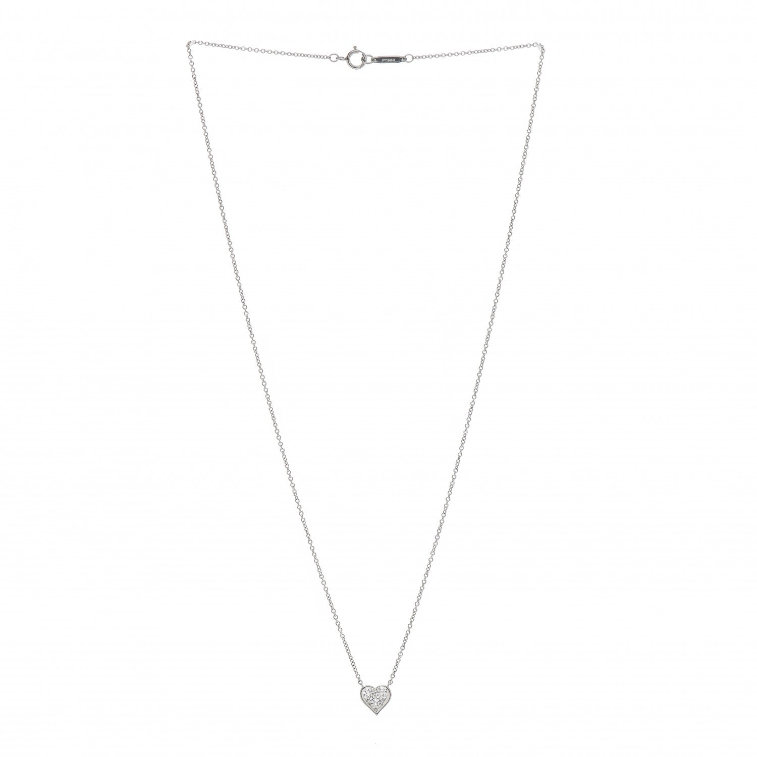 Tiffany Platinum Diamond Heart Pendant Necklace 3 of 4