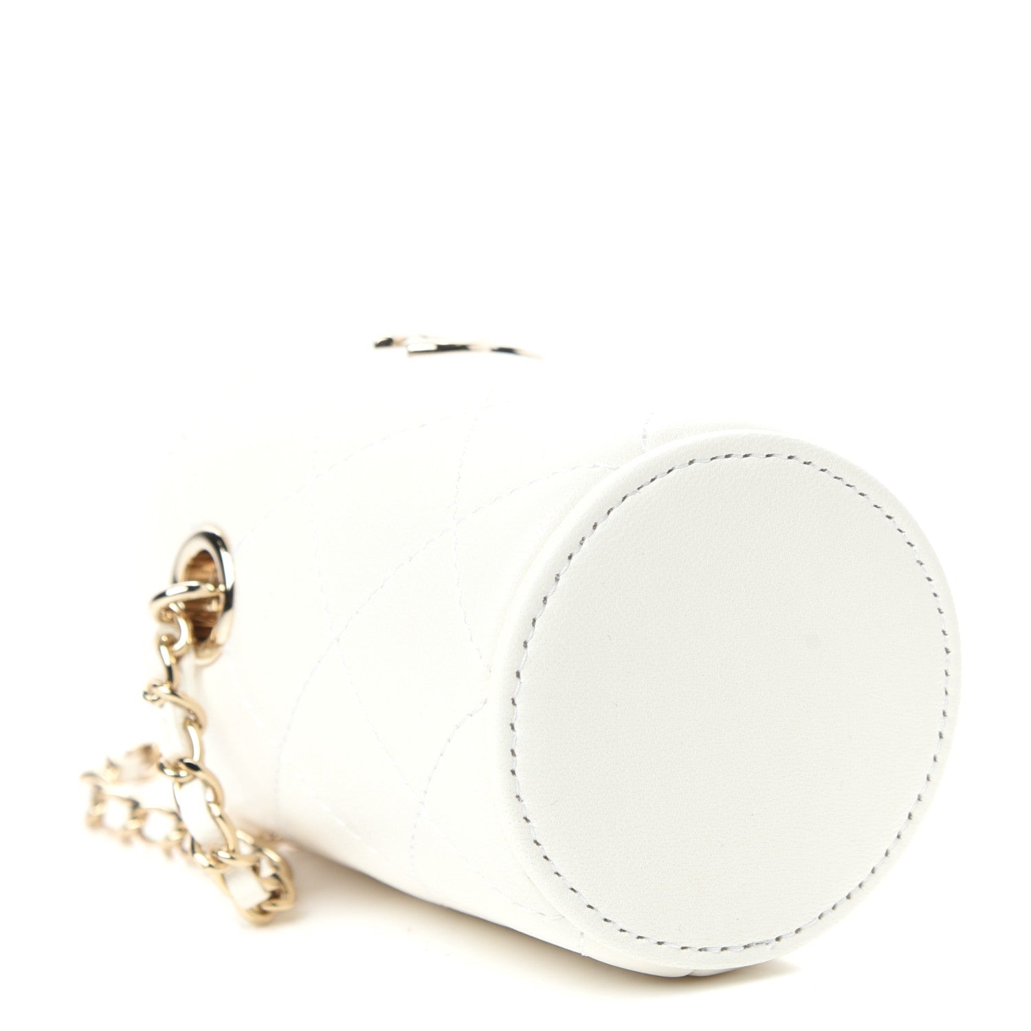 Chanel Lambskin Quilted Mini Bucket Bag With Chain White 4 of 10