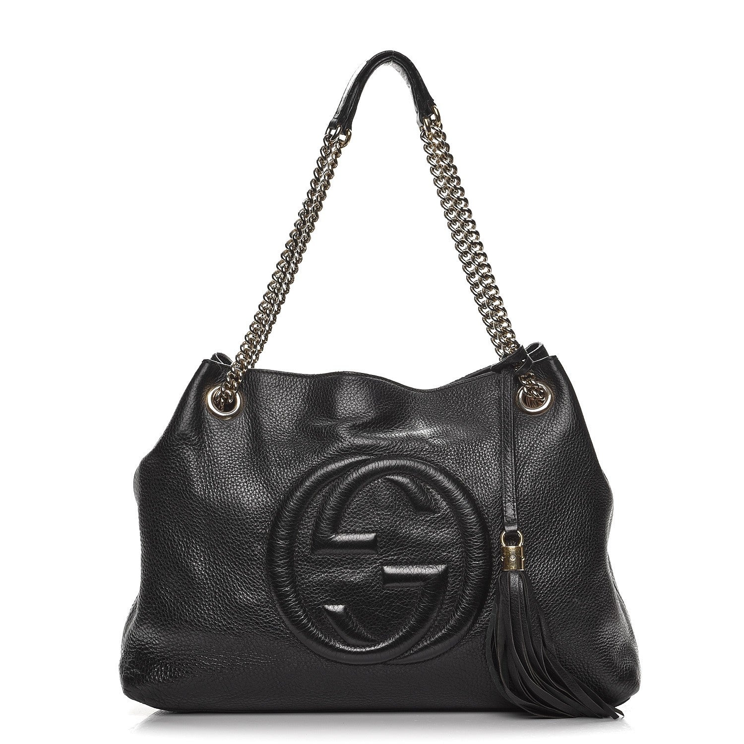 Gucci Pebbled Calfskin Medium Soho Chain Shoulder Bag Black 1 of 16