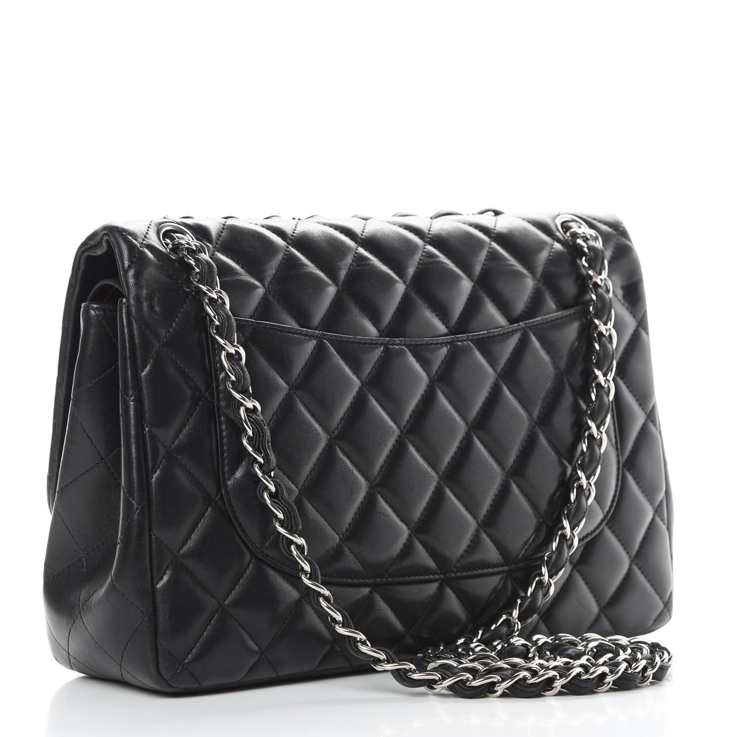 Lambskin Quilted Jumbo Double Flap Black