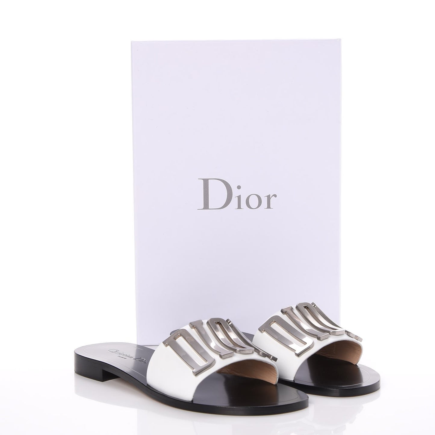 Calfskin Dio(r)evolution 10mm Slide Sandals 39.5 Off White
