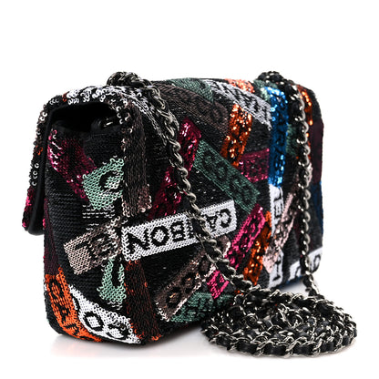 Chanel Sequin Logo Small Flap Ruthenium Multicolor 3 of 11