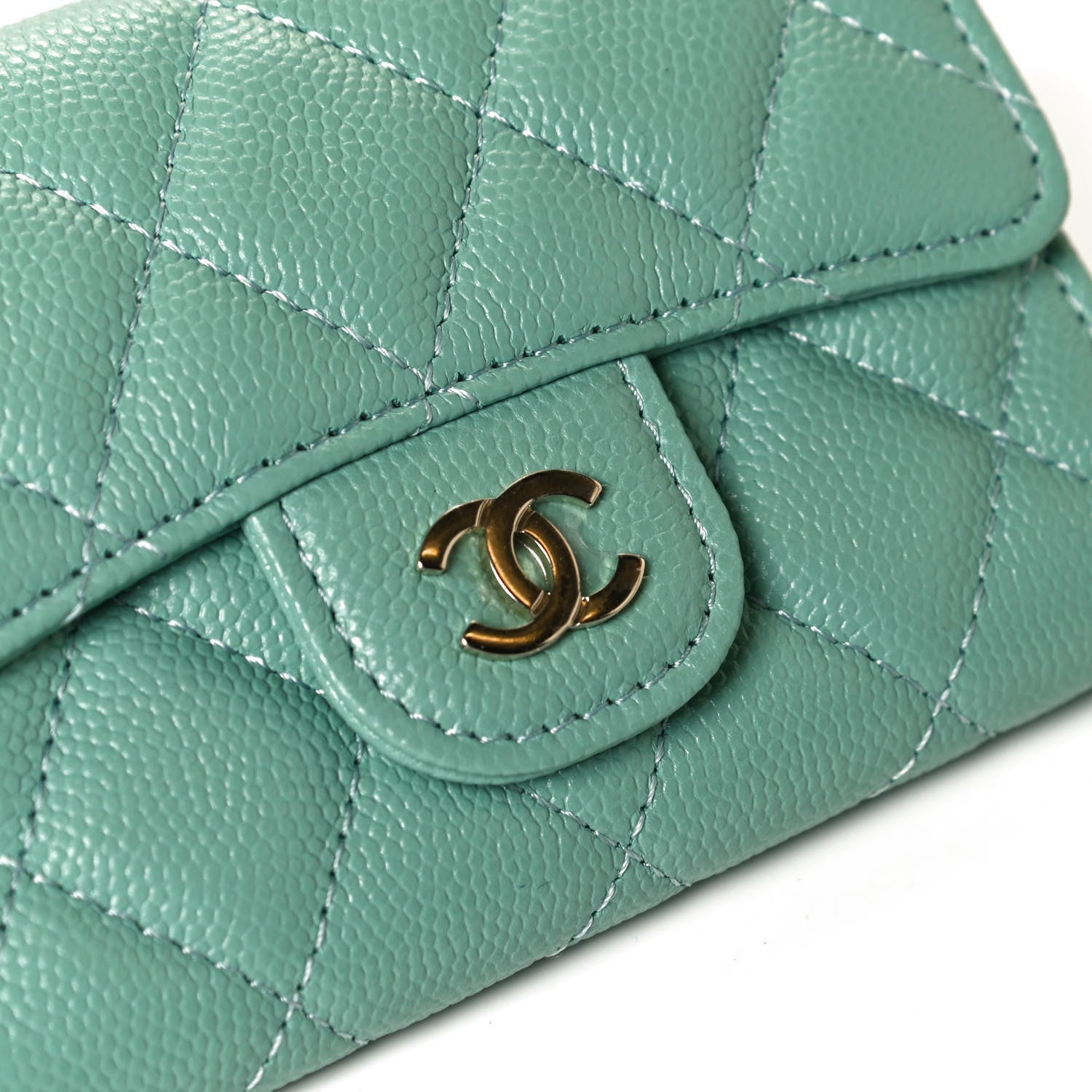 Chanel Caviar Quilted Flap Card Holder Wallet Light Blue 7 of 7