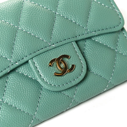 Chanel Caviar Quilted Flap Card Holder Wallet Light Blue 7 of 7