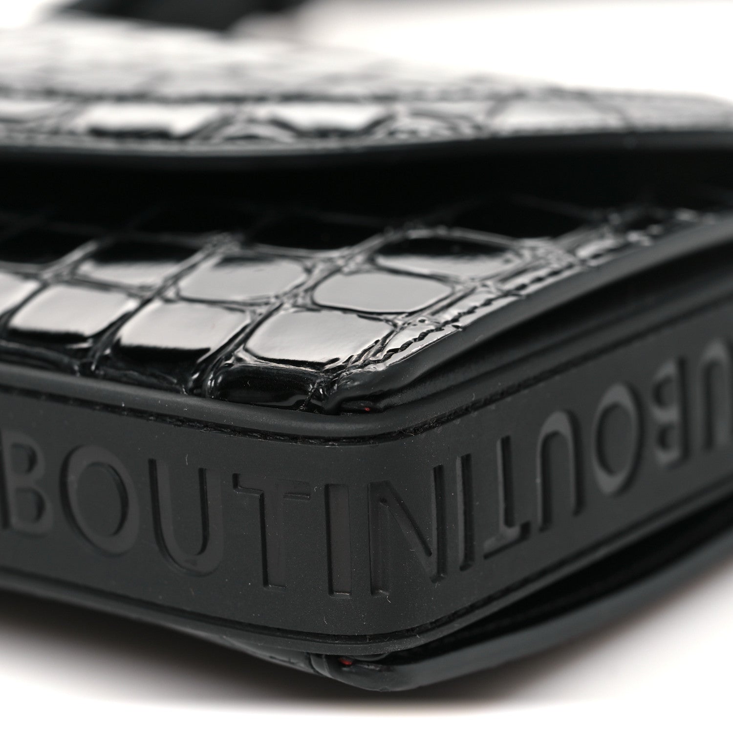 Christian Louboutin Calfskin Embossed Crocodile Loubi54 Explorafunk Crossbody Bag Black 9 of 9