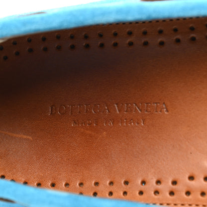 Bottega Veneta Suede Intrecciato Wave Driver Moccasin Loafers 44 Light Blue 6 of 9