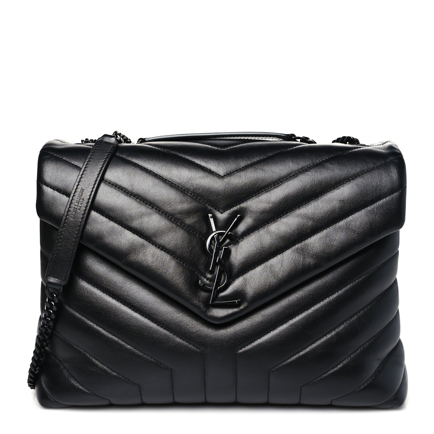 Saint Laurent Calfskin Y Quilted Monogram Monochrome Medium Loulou Chain Satchel Black 1 of 10