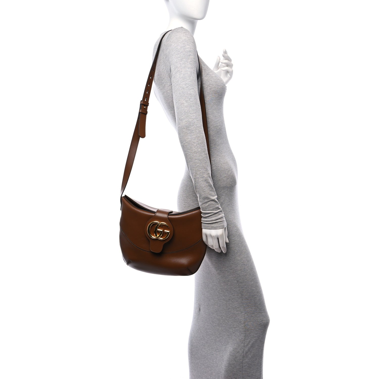 Gucci Boarded Plutone Calfskin Medium Arli Shoulder Bag Nocciola 2 of 10
