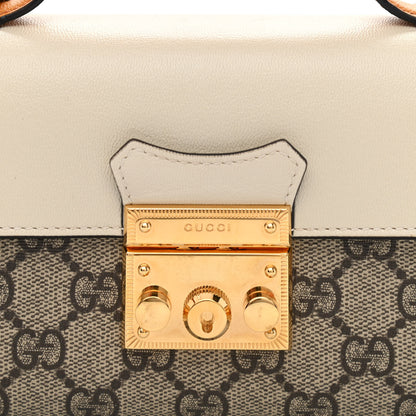 Gucci GG Supreme Monogram New Sakai Calfskin Mini Padlock Top Handle Shoulder Bag Beige Ebony Mystic White Sun Oil 7 of 11