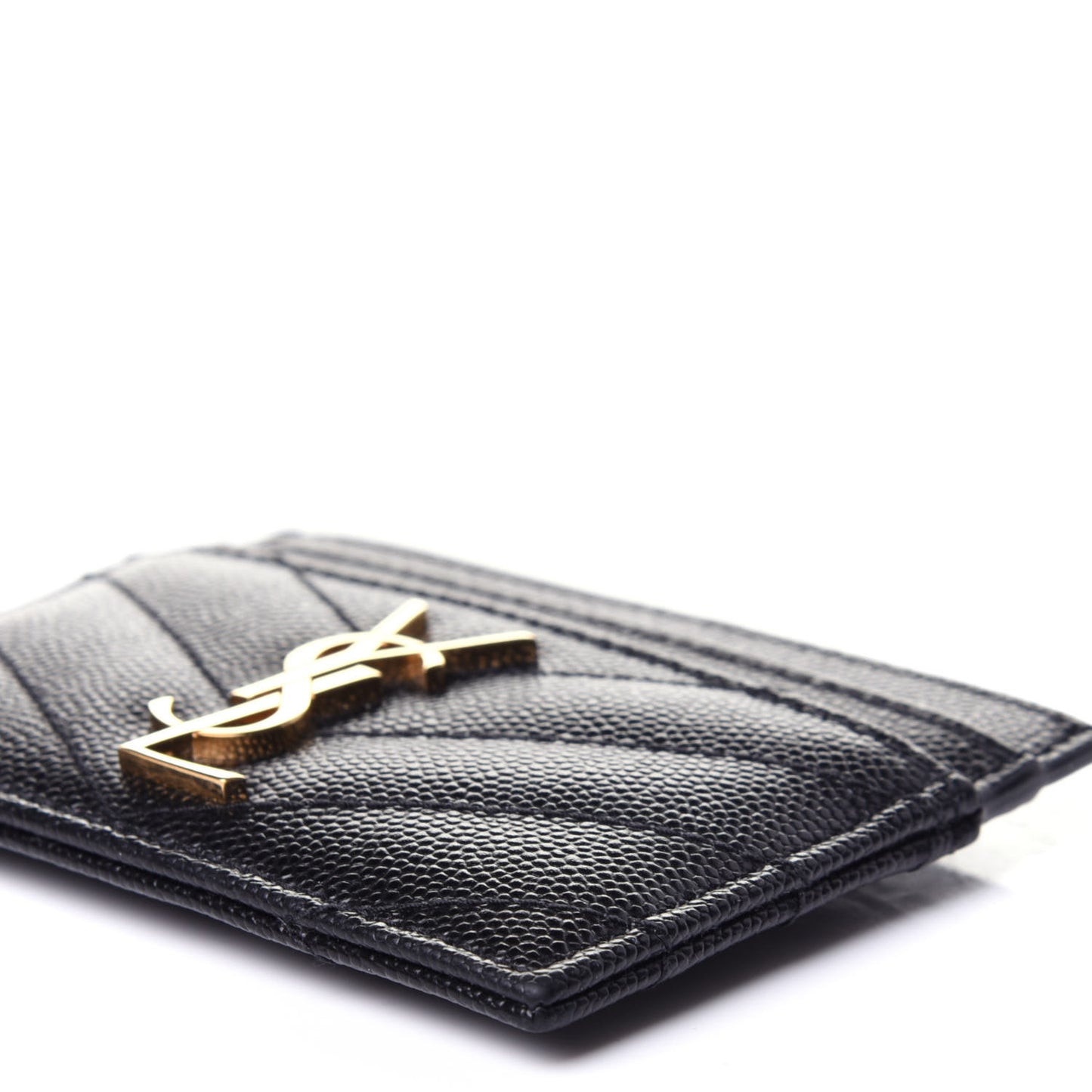 Grain De Poudre Matelasse Chevron Monogram Credit Card Case Black