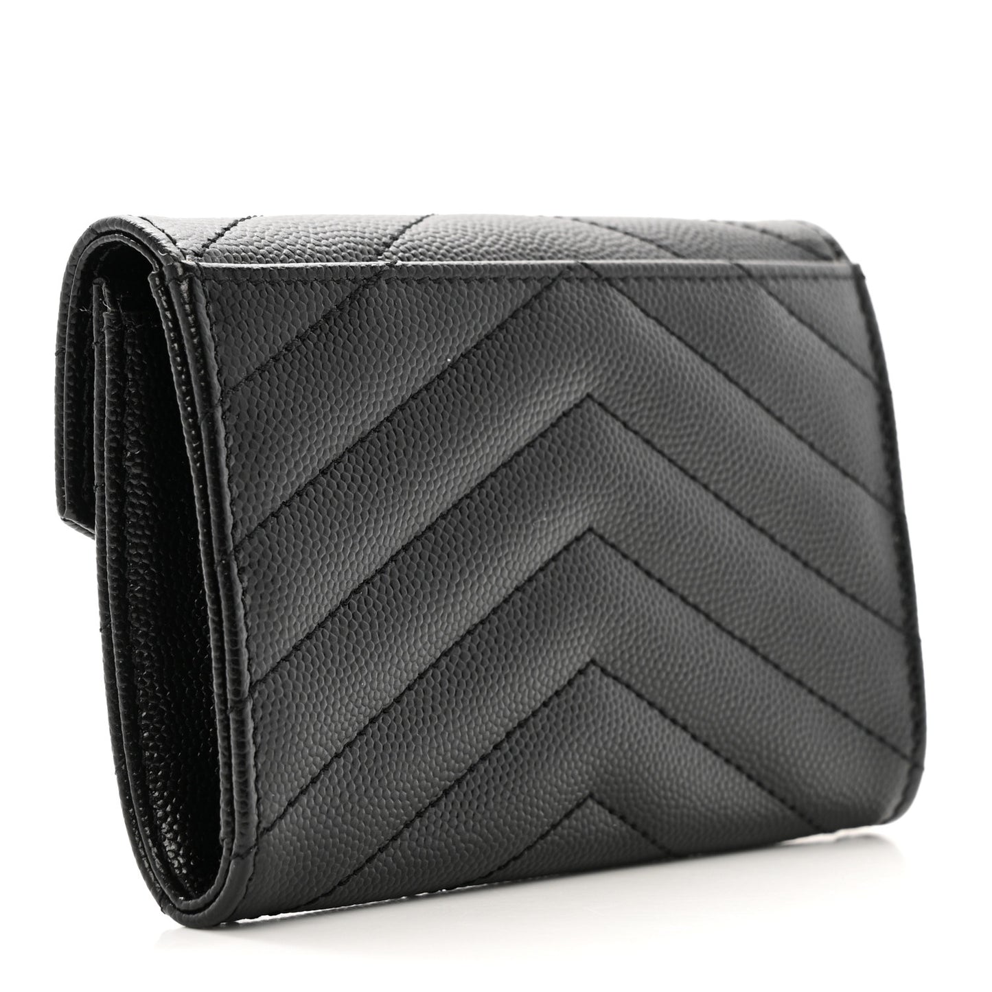 Grain De Poudre Matelasse Chevron Small Monochrome Monogram Envelope Wallet Black