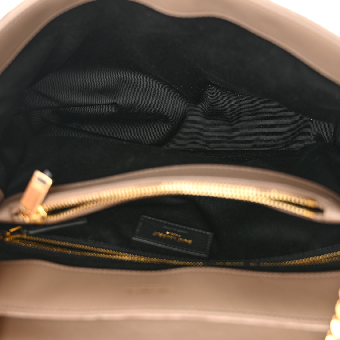 Suede Y Quilted Monogram Medium Loulou Chain Satchel Taupe
