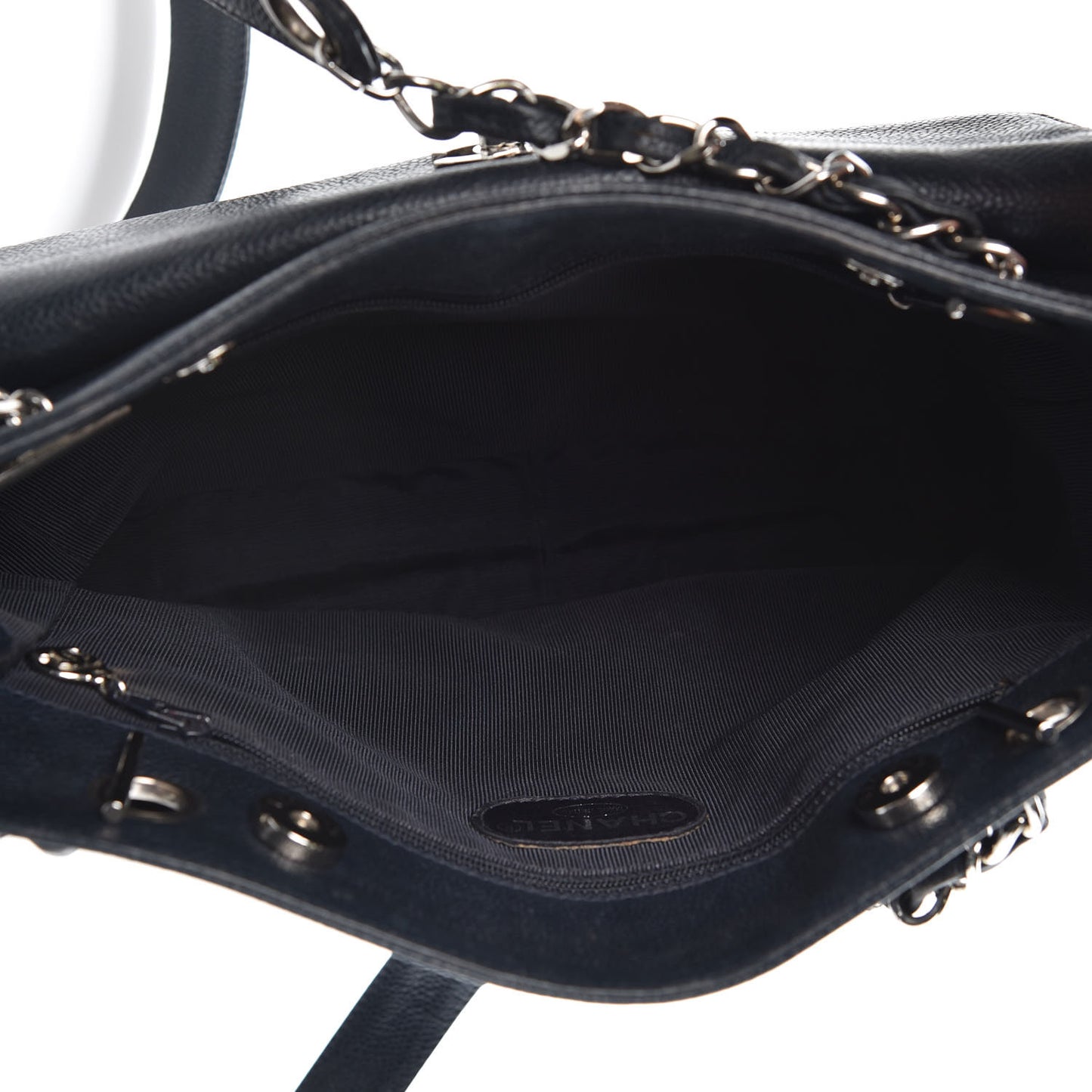 Caviar Flap Shoulder Bag Navy