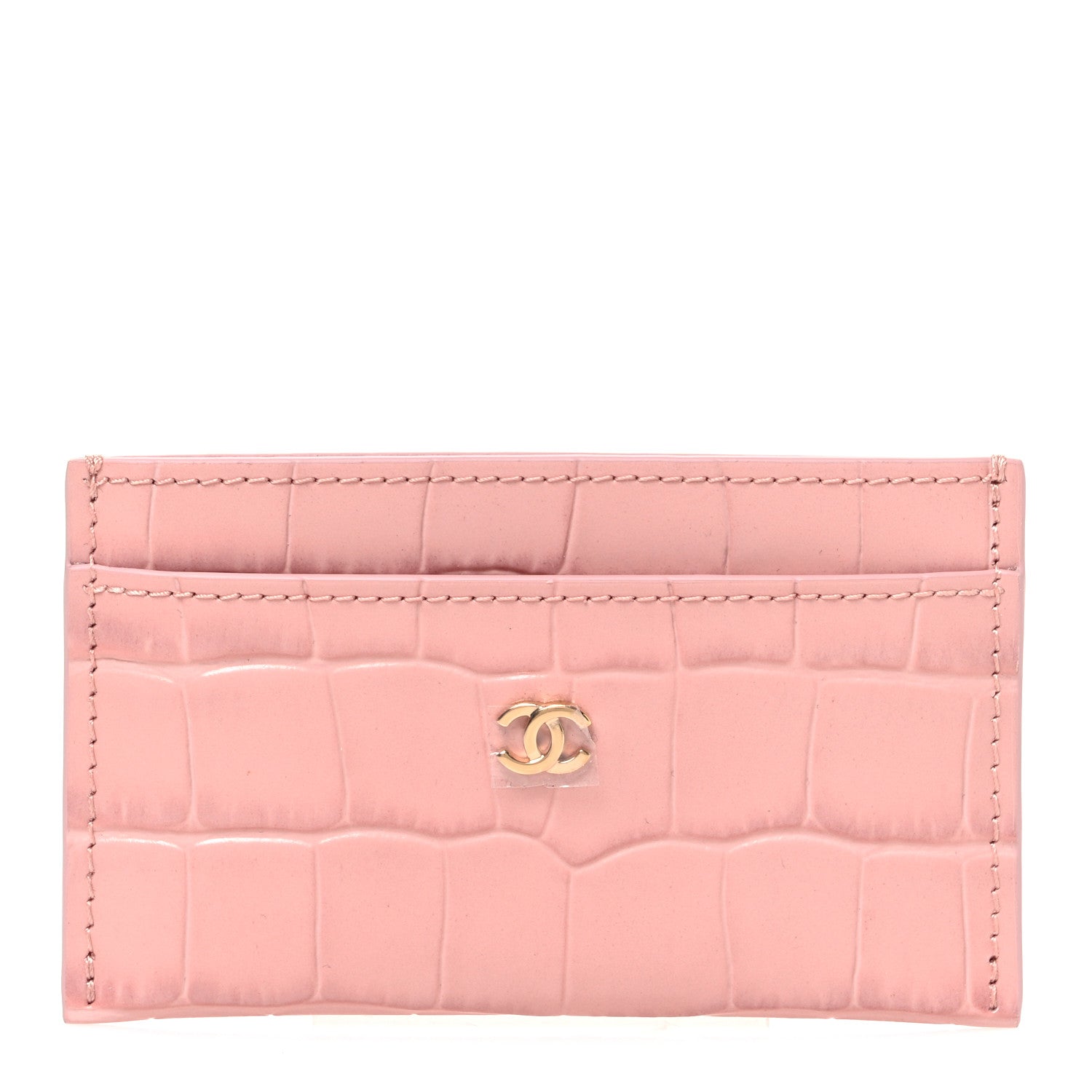 Chanel Calfskin Crocodile Embossed Crococo Card Holder Light Pink 1 of 8