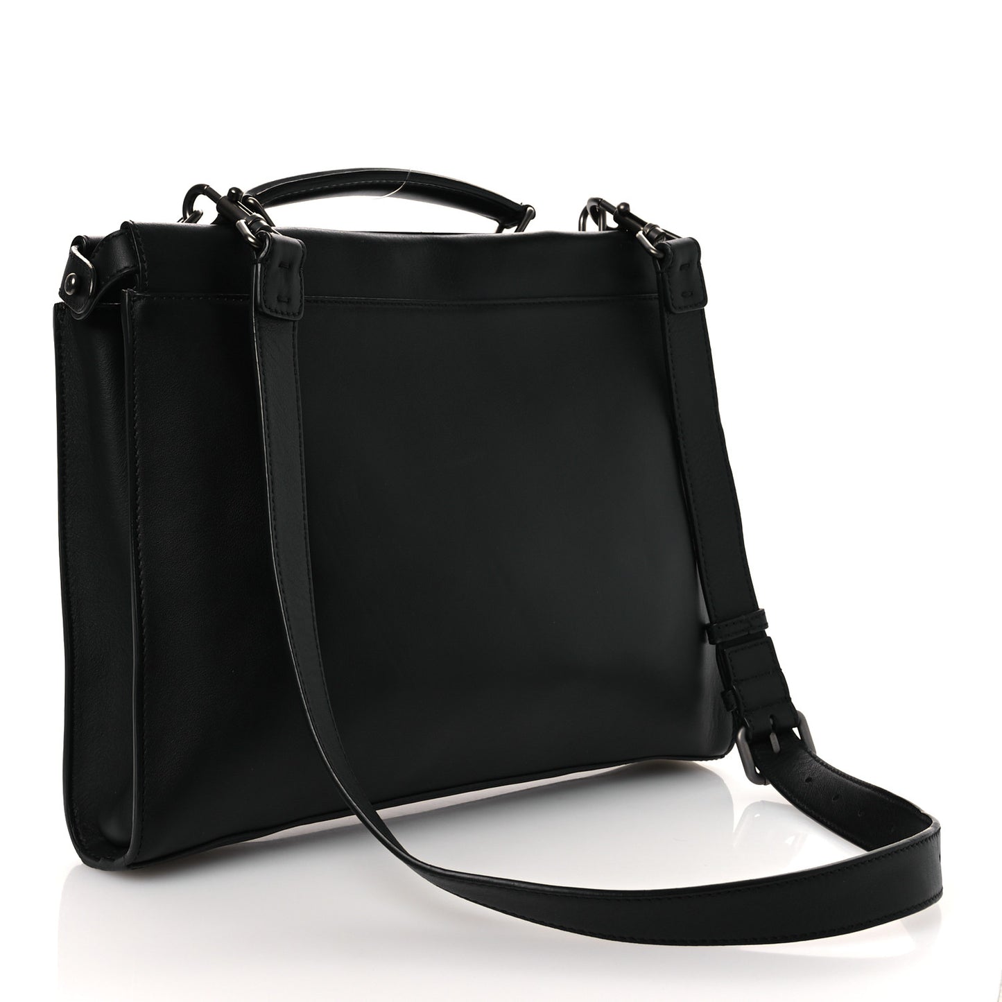 Vitello Grace FF 1974 Embossed Large Peekaboo Iconic Fit Satchel Black