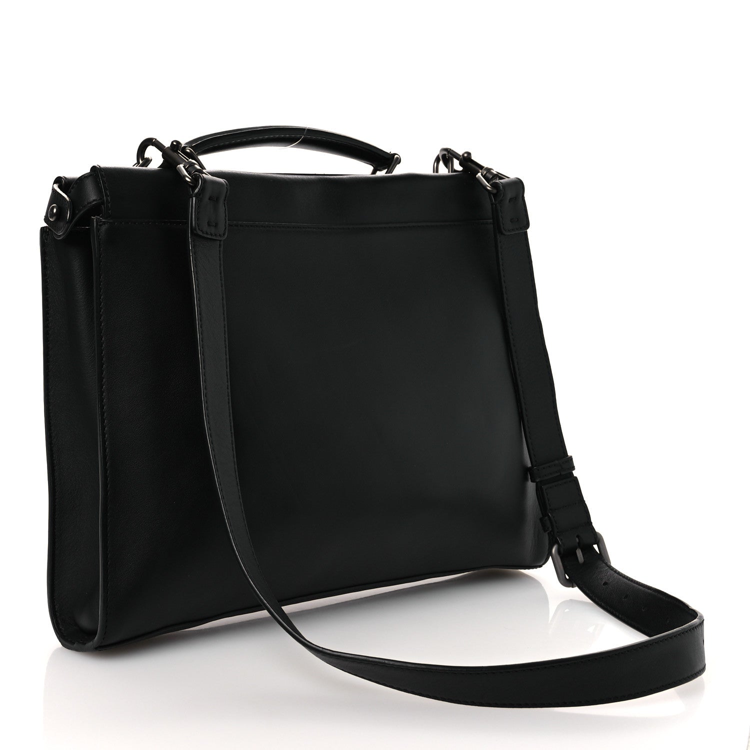 Fendi Vitello Grace FF 1974 Embossed Large Peekaboo Iconic Fit Satchel Black 3 of 12