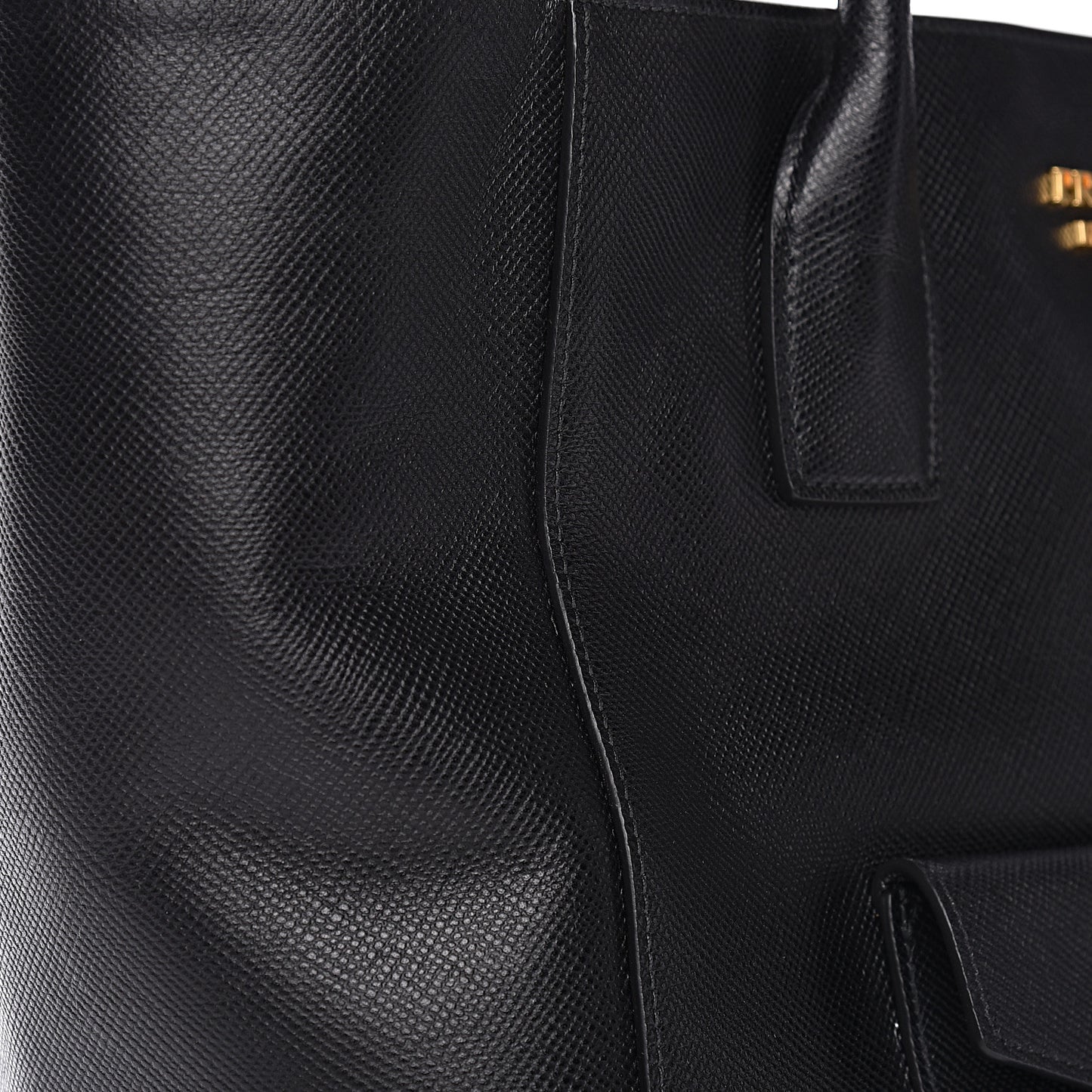 Saffiano Cuir Front Pocket Tote Black