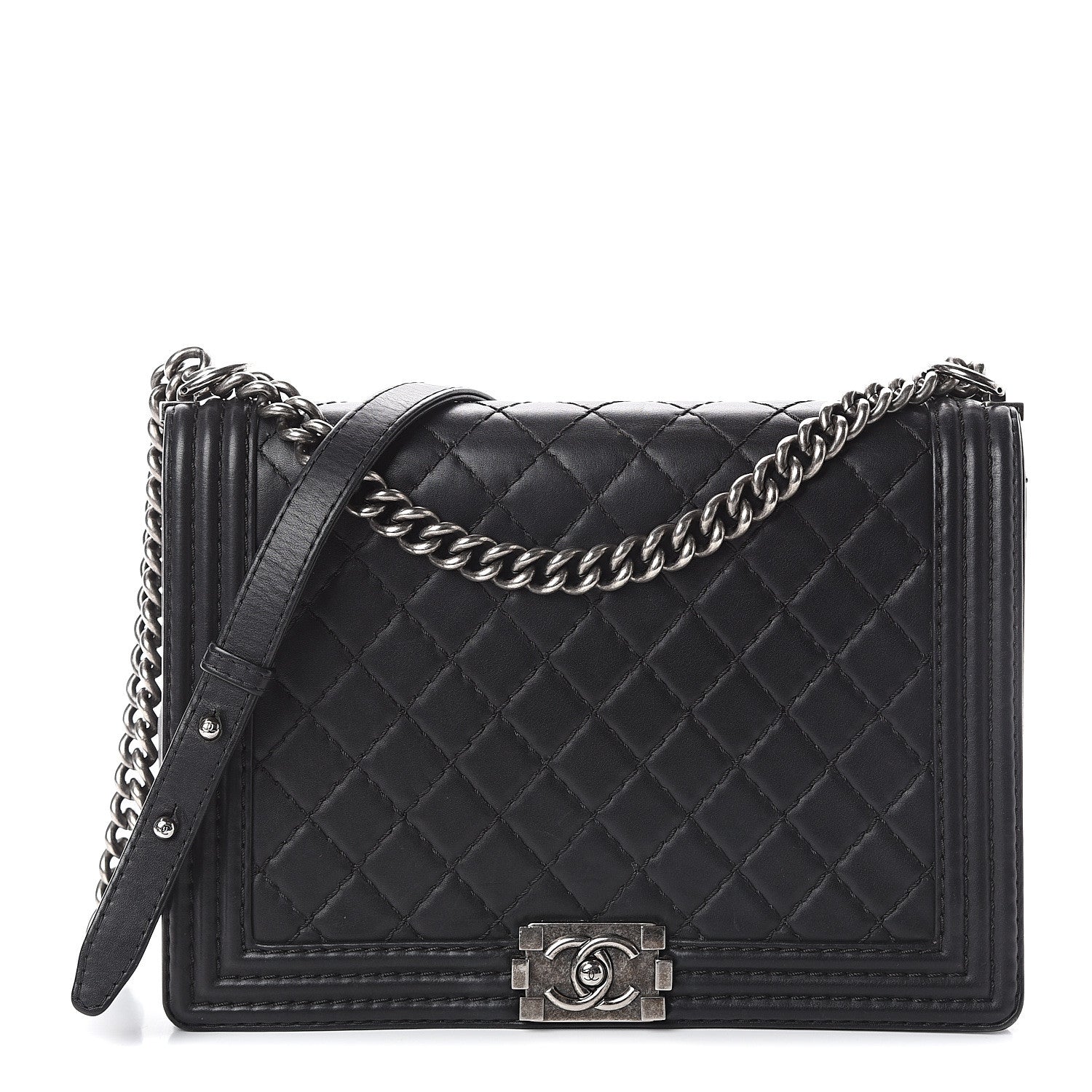 Chanel Lambskin Quilted Large Boy Flap Black 1 of 9