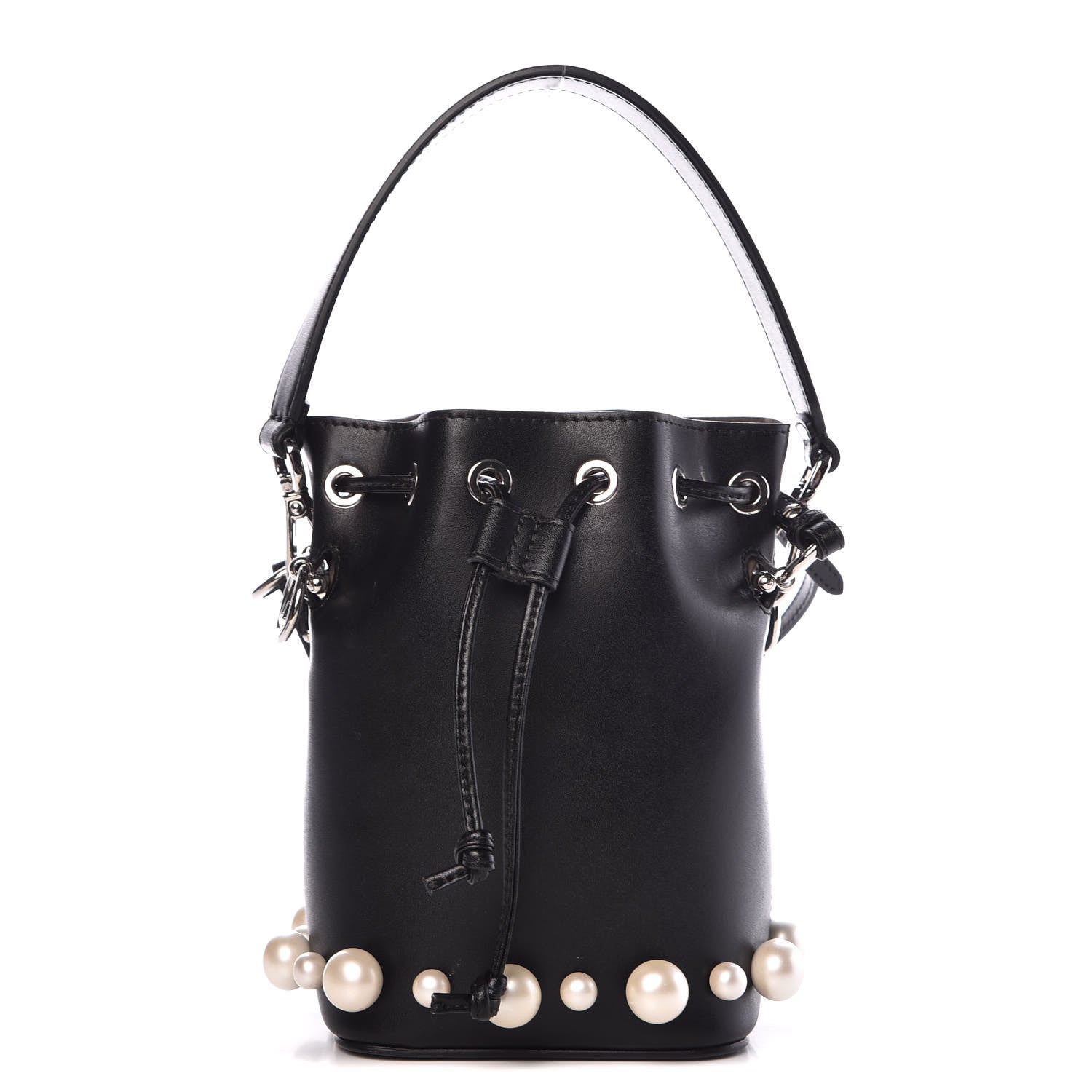 Fendi Vitello Liberty Pearl F is Mini Mon Tresor Bucket Bag Black 1 of 10
