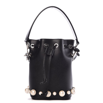Fendi Vitello Liberty Pearl F is Mini Mon Tresor Bucket Bag Black 1 of 10