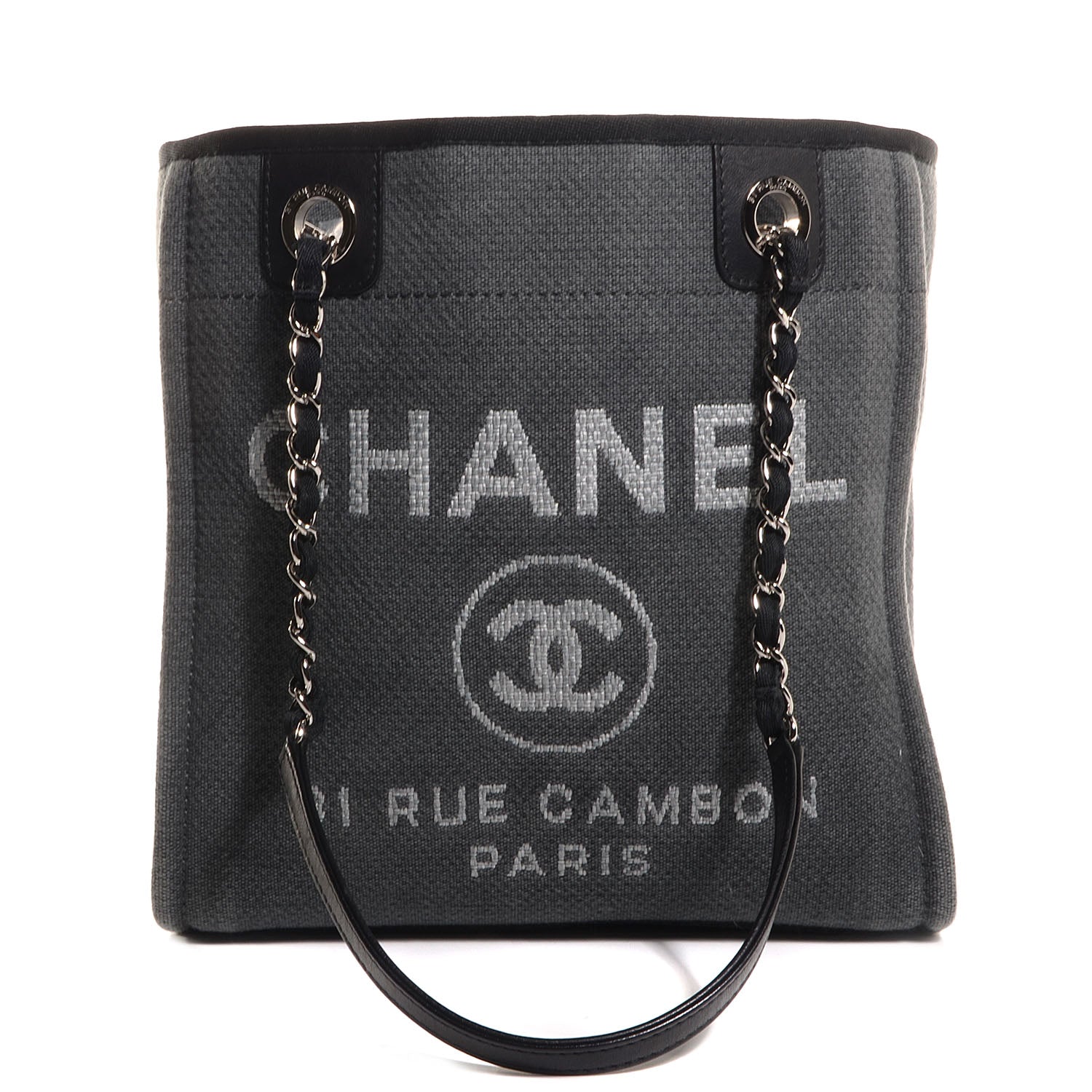 Chanel Canvas Deauville Small Tote Dark Grey 1 of 7