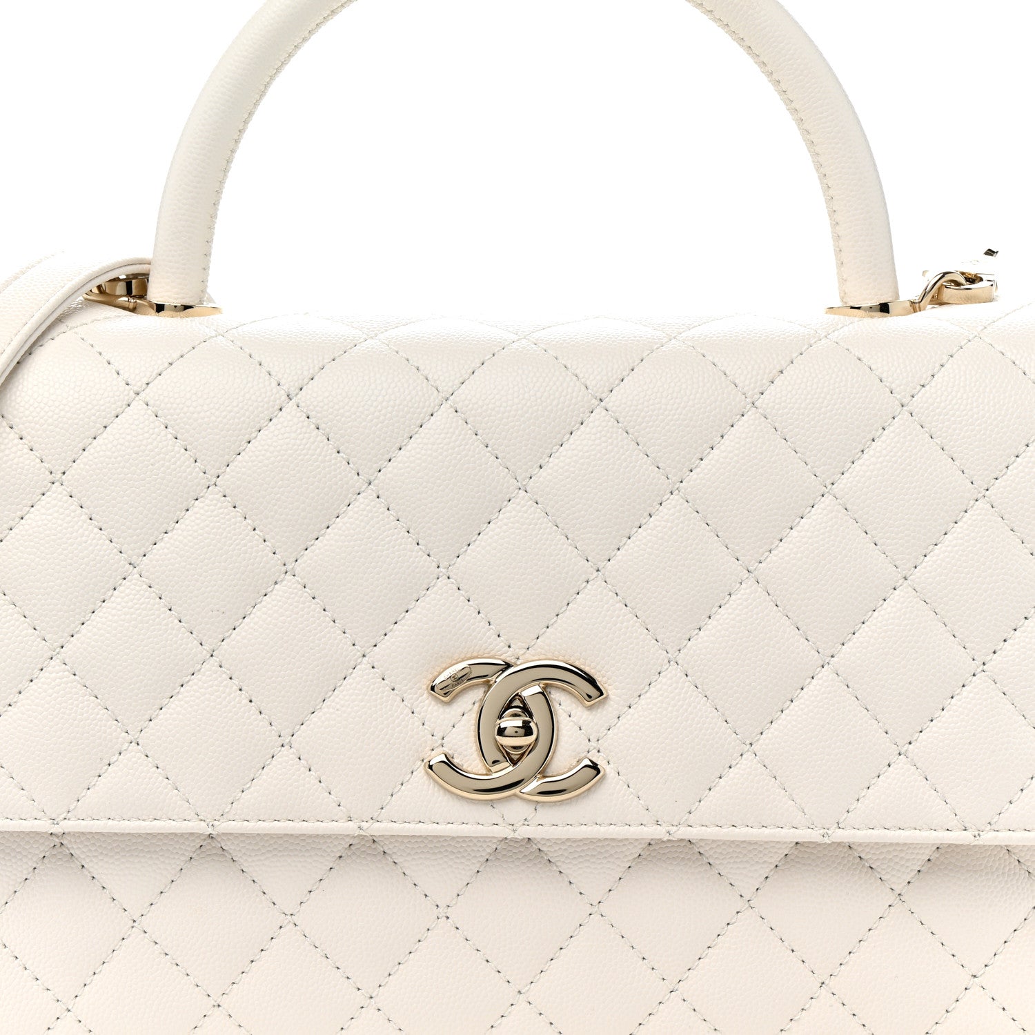 Chanel Caviar Quilted Small Coco Handle Flap White 8 of 11