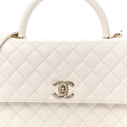 Chanel Caviar Quilted Small Coco Handle Flap White 8 of 11