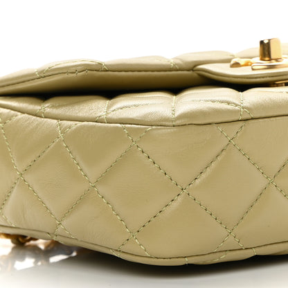 Chanel Lambskin Enamel Quilted Mini Coco Hearts Square Flap Light Green 9 of 13