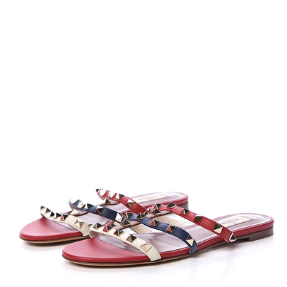 Valentino Garavani Calfskin Rockstud Caged Flat Slide Sandals 36 Multicolor 3 of 9