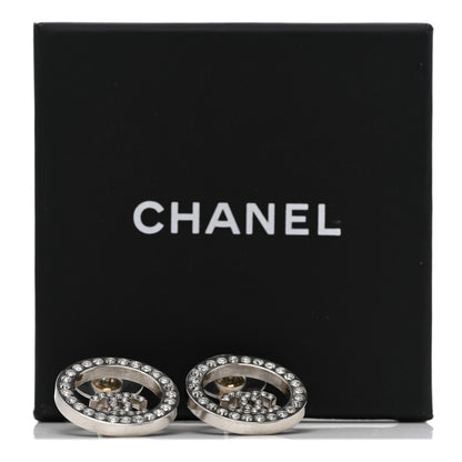 Chanel Crystal CC Round Earrings Silver 6 of 6
