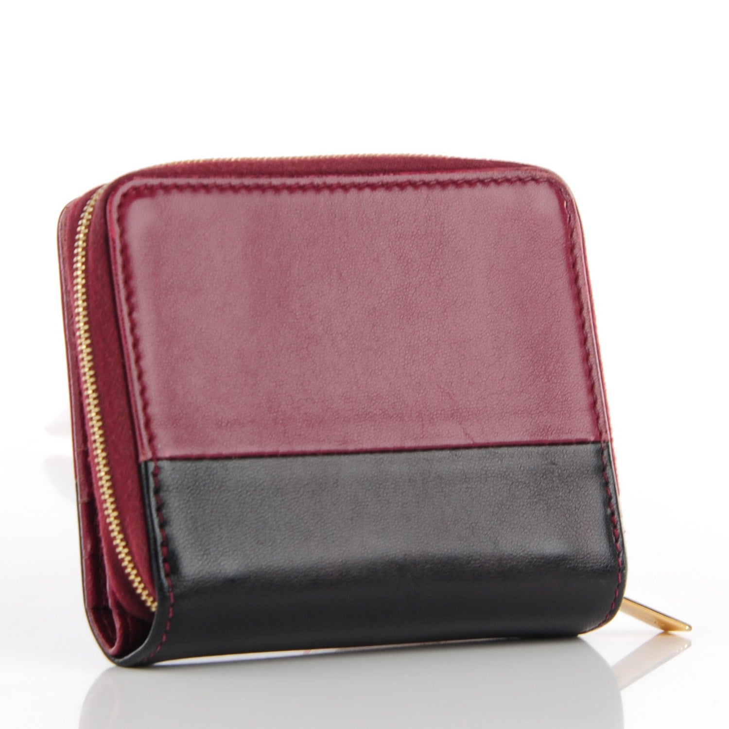 Celine Lambskin Zip Around Compact Wallet Burgundy Black 5 of 11