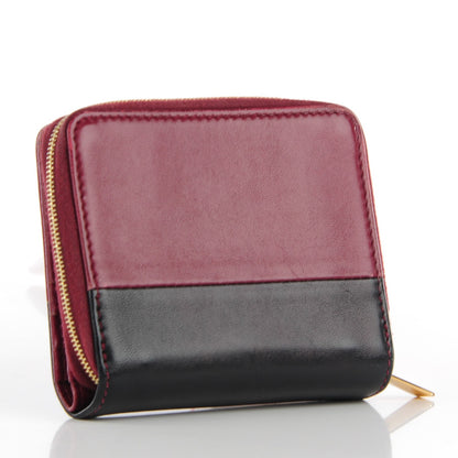 Celine Lambskin Zip Around Compact Wallet Burgundy Black 5 of 11