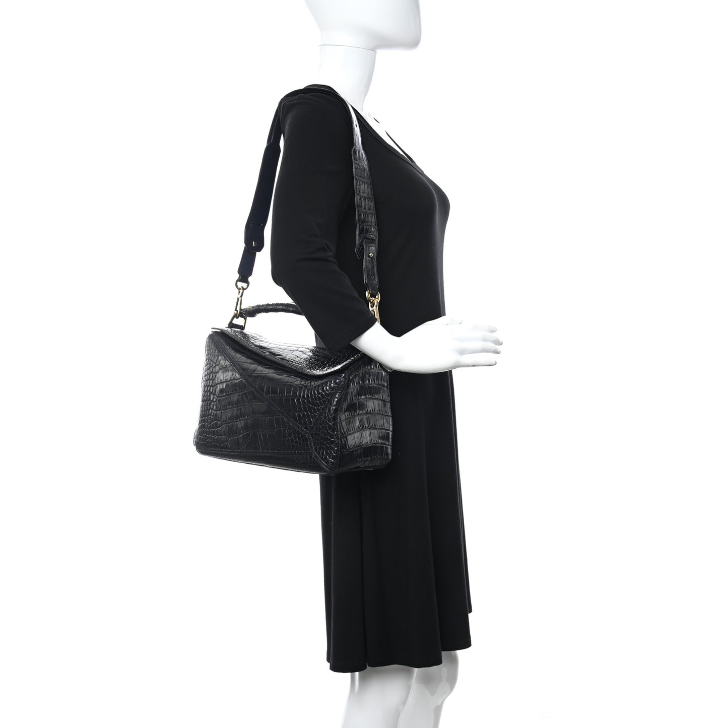Crocodile Medium Puzzle Bag Black