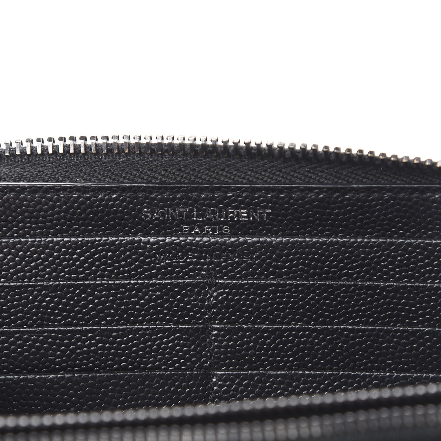 Saint Laurent Grain De Poudre Matelasse Chevron Monogram Zip Around Wallet Black 5 of 10
