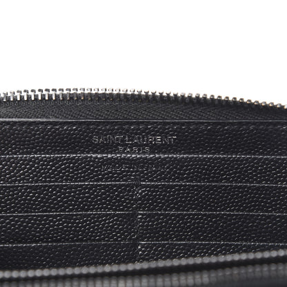 Saint Laurent Grain De Poudre Matelasse Chevron Monogram Zip Around Wallet Black 5 of 10