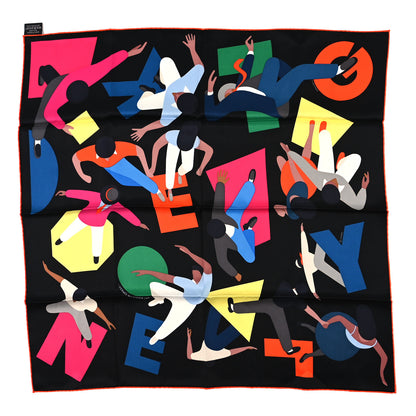 Hermes Silk Hommage A Gene Kelly Scarf 70 Black Multicolore 1 of 3