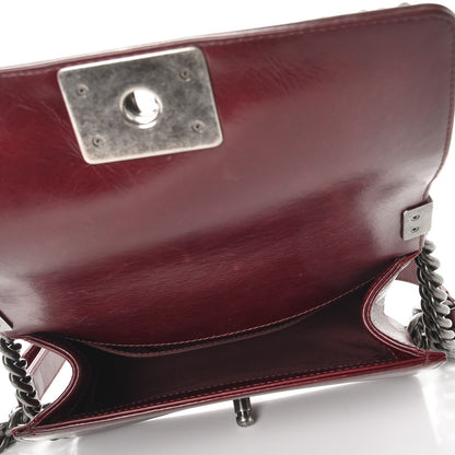 Chanel Glazed Calfskin Quilted Small Boy Chained Flap Burgundy 5 of 8