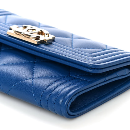 Chanel Lambskin Quilted Boy Flap Card Holder Blue 12 of 13