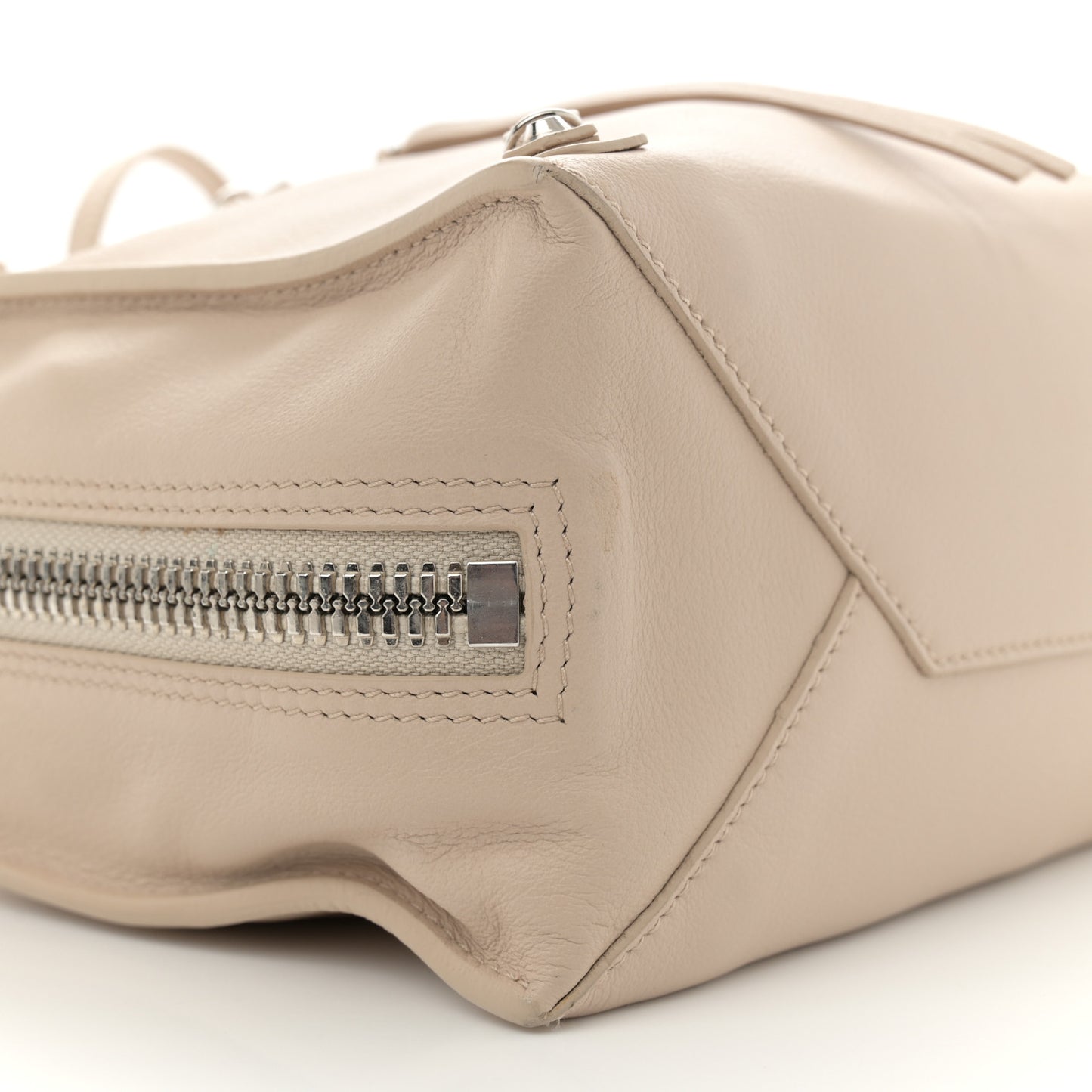 Grained Calfskin Papier Mini A4 Zip Around Tote Light Beige