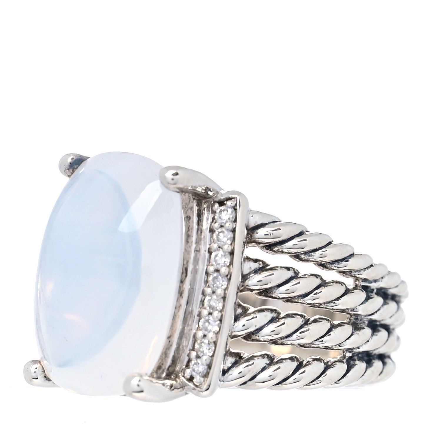 Sterling Silver Diamond Moon Quartz 16mm Wheaton Ring 51 5.75