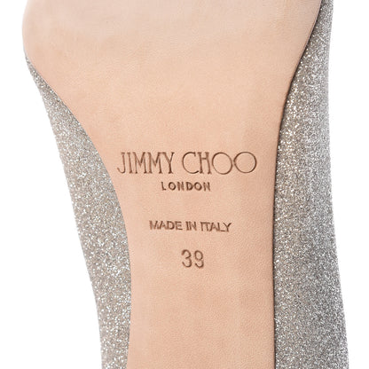 Jimmy Choo Glitter Pointy Toe Romy 100 Pumps 39 Platinum Ice 7 of 10