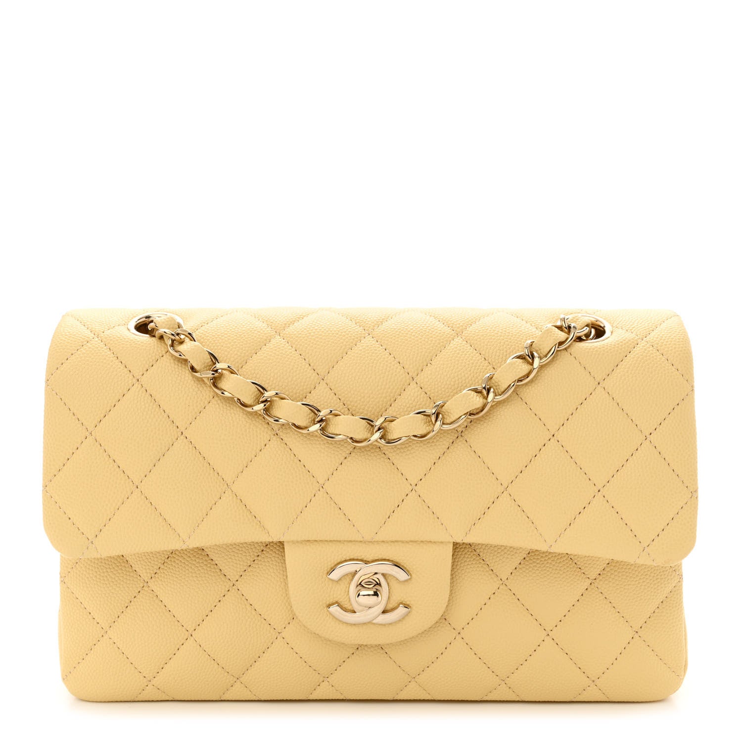 Chanel Caviar Quilted Small Double Flap Yellow 1 of 10