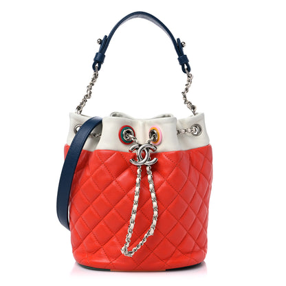 Chanel Lambskin Quilted Cuba Drawstring Tote Red White Blue 1 of 11