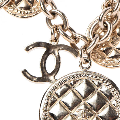 Chanel Medallion CC Quilted Pendant Necklace Gold 4 of 6