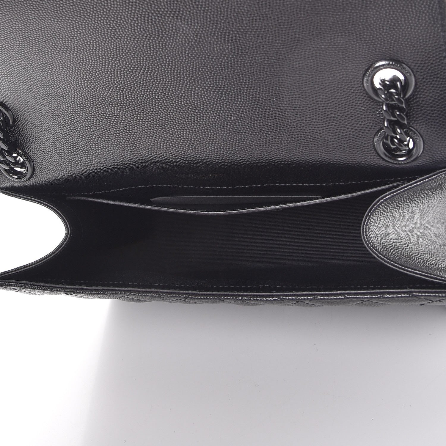 Saint Laurent Grain De Poudre Textured Mixed Matelasse Triquilt Medium Monogram Satchel Black 6 of 7