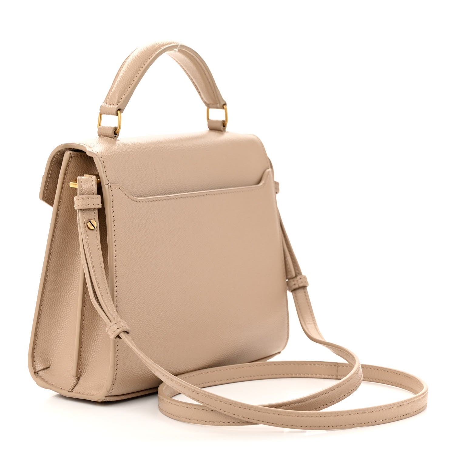 Saint Laurent Grain de Poudre Mini Classic Monogram Cassandra Top Handle Beige 3 of 11
